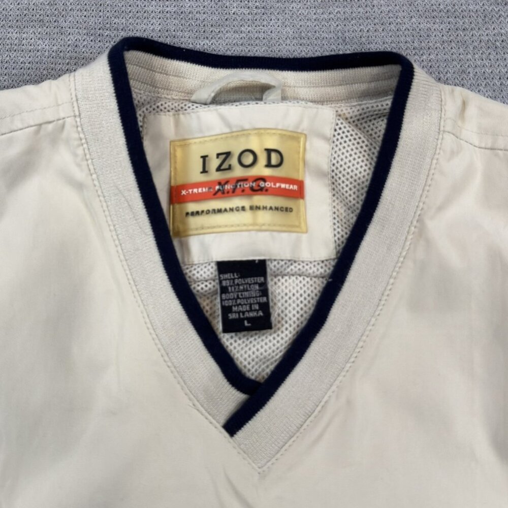 Izod X-Treme Friction Golfwear Vest Mens Large V-Neck Sleeveless Light Khaki - Picture 6 of 11